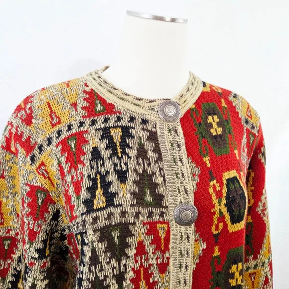 Double D Ranch long knit sweater coat cardigan duster bohemian geometric medium - Picture 6 of 8